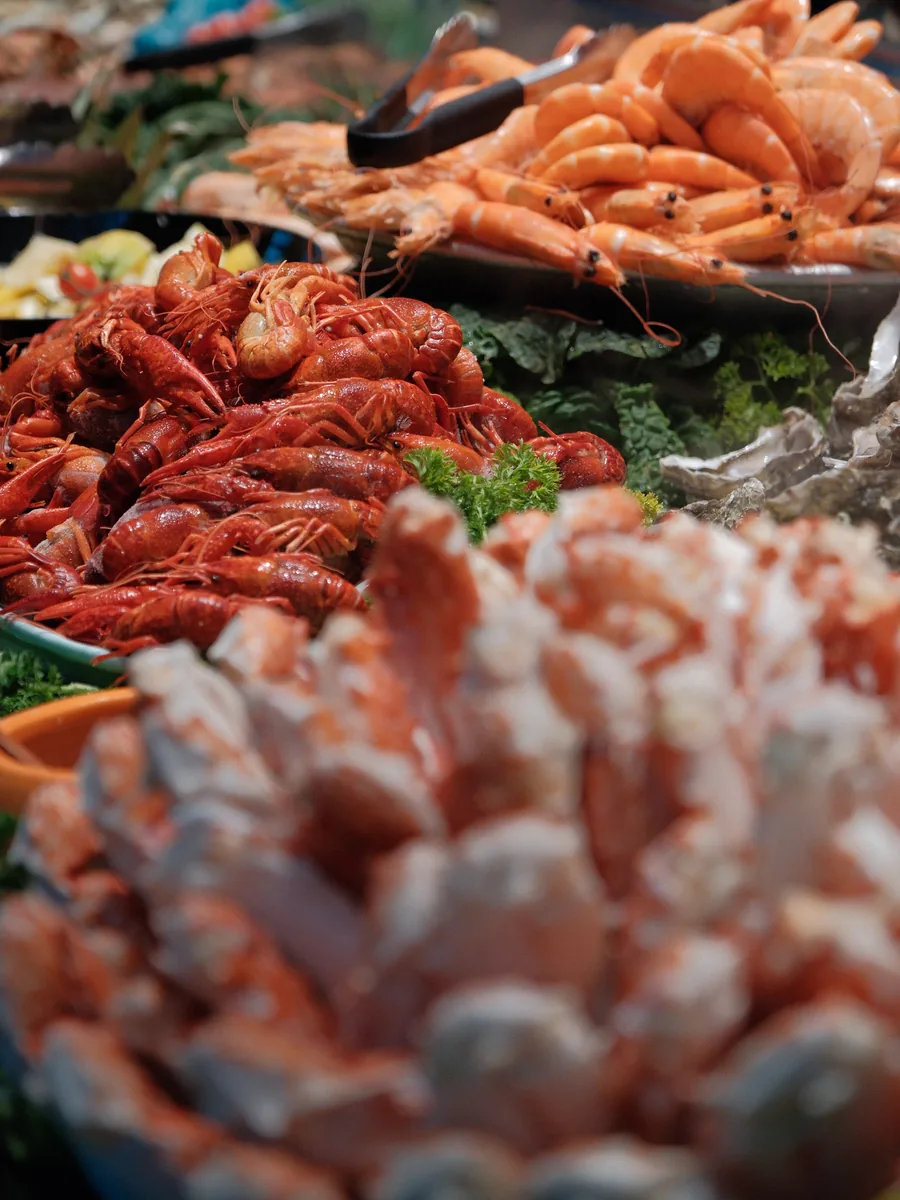 Écrevisses et crevettes du buffet